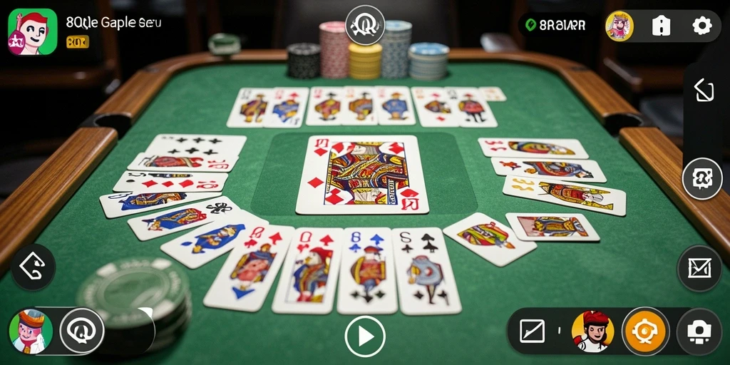 Screenshot gameplay 8QR yang menampilkan keseruan permainan Gaple.