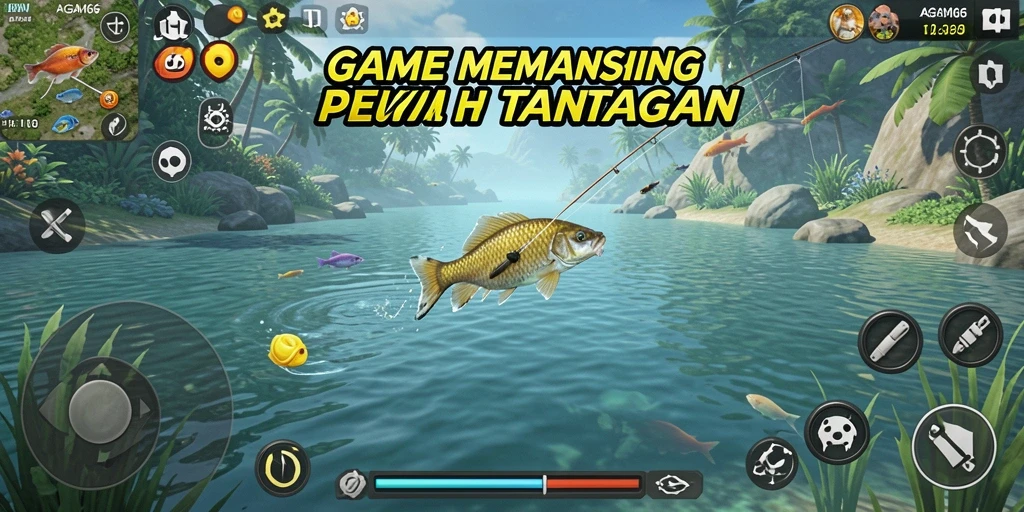 Tampilan gameplay AGAM66 saat menangkap berbagai ikan.