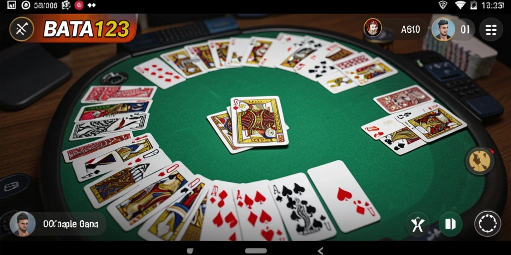 Screenshot gameplay BATA123 yang menampilkan pertandingan Gaple yang seru.