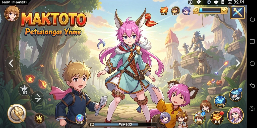 Tampilan gameplay MAKTOTO yang penuh warna dan dinamis.