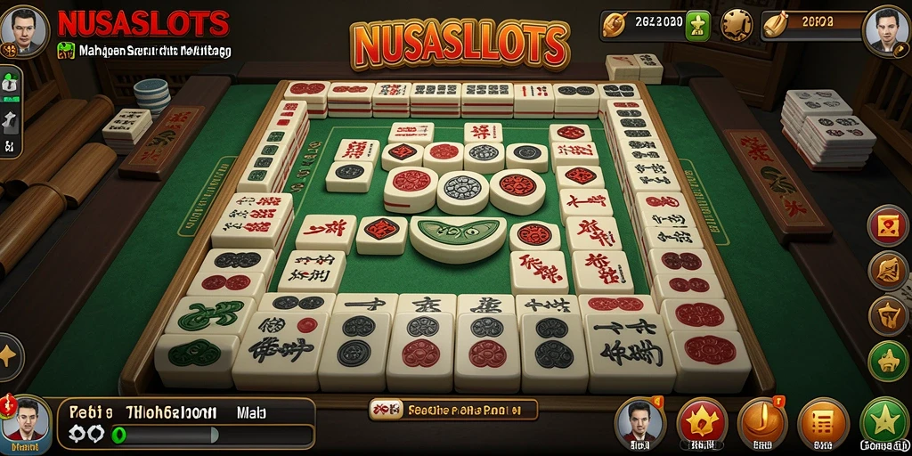 Tampilan permainan NUSASLOTS dengan tampilan Mahjong yang menarik.