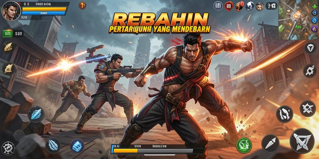 Tampilan dinamis dari pertarungan seru di REBAHIN.