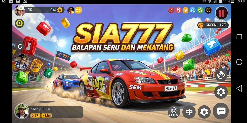 Tampilan gameplay <strong>SIA777</strong> yang menegangkan dengan mobil balap melaju kencang.