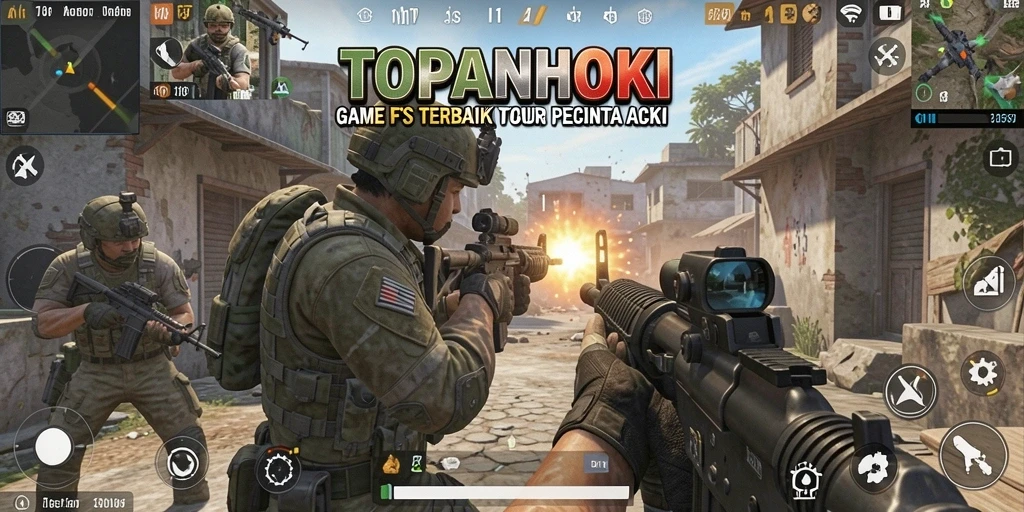 Screenshot menunjukkan aksi mendebarkan dalam game FPS TOPANHOKI.